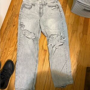 American eagle Distressed Light Gray high waisted Jeans